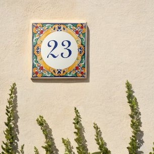 Custom Rustic Mediterranean House Number Tile