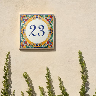Custom Rustic Mediterranean House Number Tile