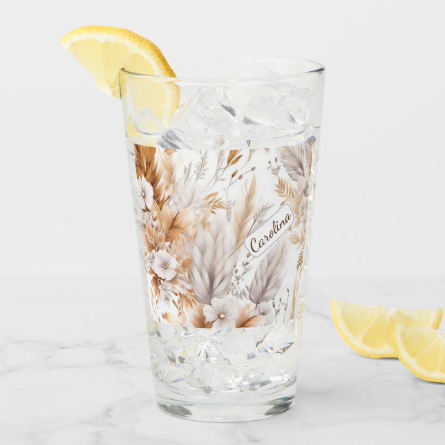 Custom Rustic Modern Bohemian Wildflowers Neutral Glass (Front Ice)