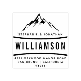 Custom Rustic Mountain Adventure Return Address Rubber Stamp