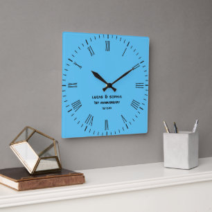 Custom Rustic Paper 1st Wedding Anniversary Square Wall Clock