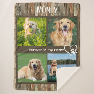 Custom Rustic Pet Memorial Photo Collage  Sherpa Blanket
