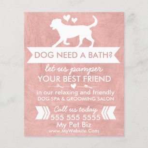 Custom Rustic Pink Dog Grooming Salon Flyer 