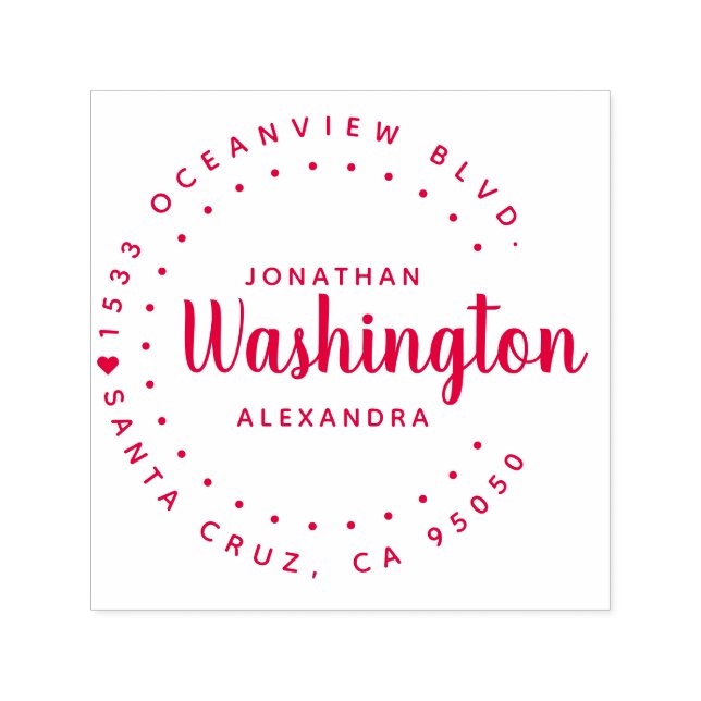 Custom Rustic Red Couple's Names Return Address Self-inking Stamp (Design)
