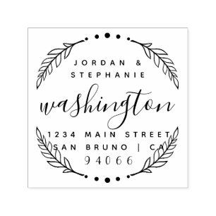 Custom Rustic Script Just Married Return Address Self-inking Stamp