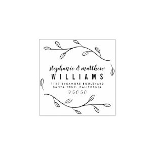 Custom Rustic Script Wedding Return Address Rubber Stamp