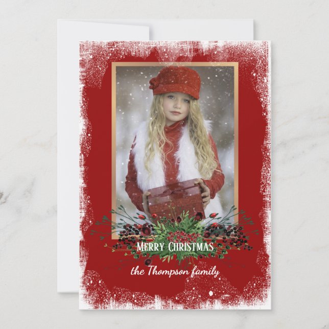 Custom Rustic Seasonal Greeting Holiday Card (Front)