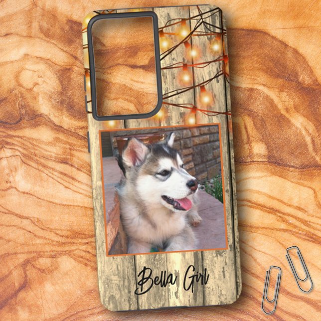 Custom Rustic Square Photo Alaskan Malamute Puppy Samsung Galaxy S21 Ultra Case (Creator Uploaded)