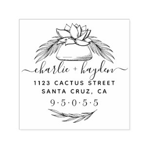 Custom Rustic Succulent Wreath Return Address Self-inking Stamp