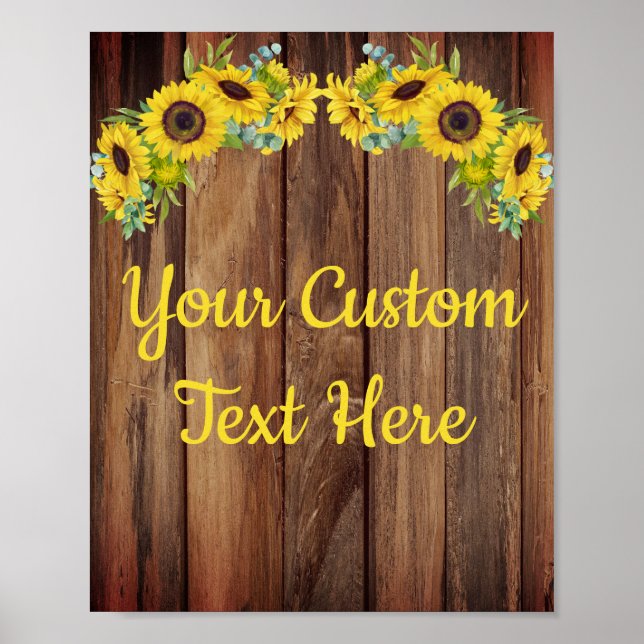 Custom Rustic Sunflower Anniversary Party Sign (Front)