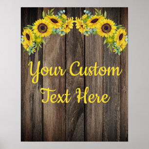 Custom Rustic Sunflower Anniversary Party Sign