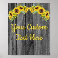 Custom Rustic Sunflower Anniversary Party Sign