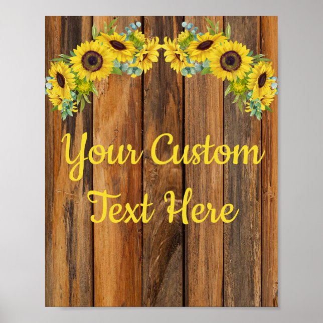 Custom Rustic Sunflower Anniversary Party Sign (Front)