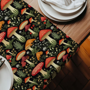 Custom Rustic Table Runner Mushrooms & Moss Art