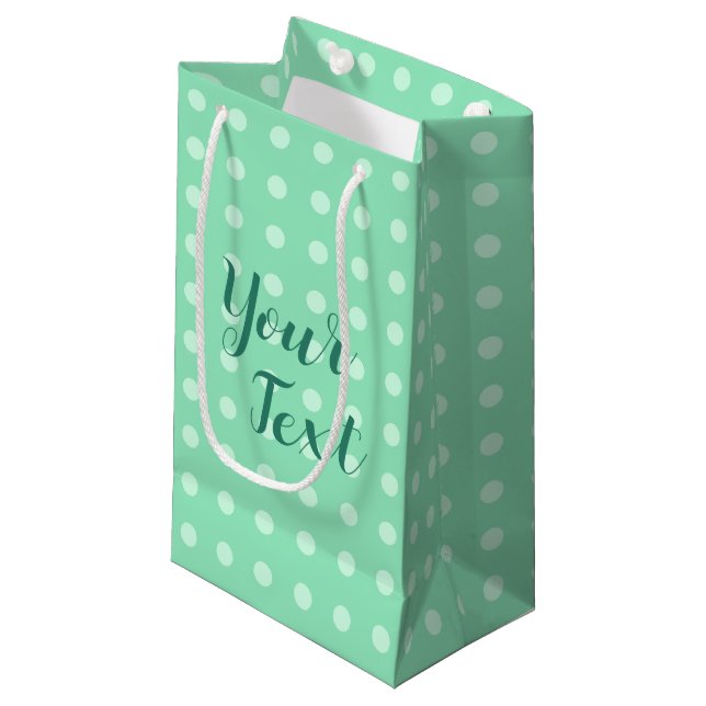 Custom Rustic Template Polka Dots Mint Small Gift Bag (Front Angled)
