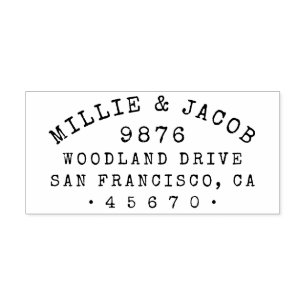 Custom Rustic Typography Names Return Address Rubber Stamp