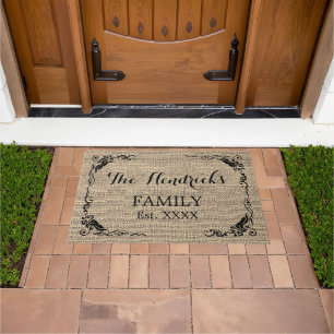 Custom Rustic Vintage Family Name Welcome Doormat