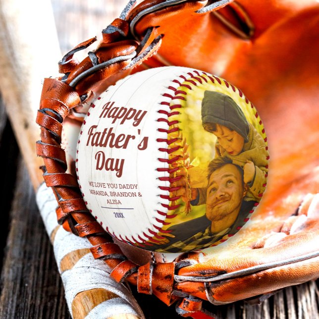 Custom Rustic Vintage Father`s Day Photo Baseball (Creator Uploaded)