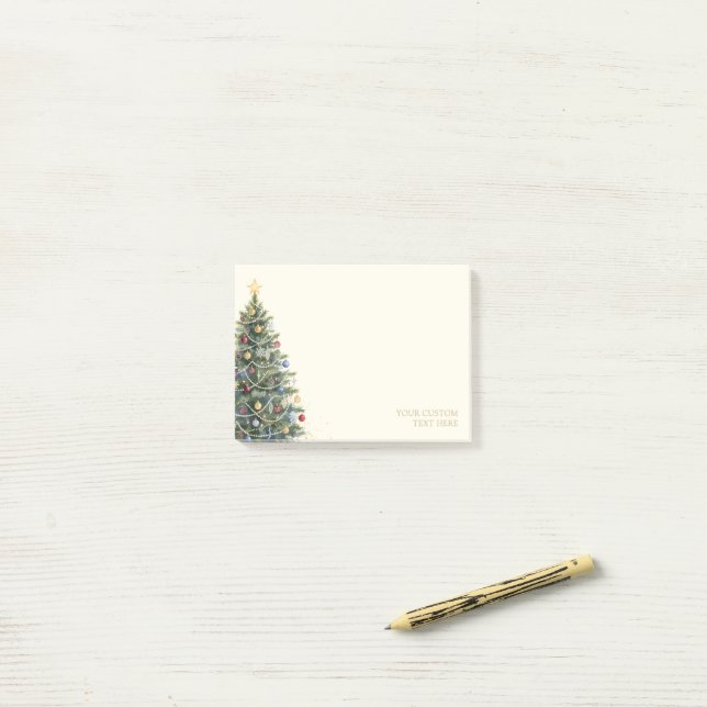 Custom Rustic Watercolor Christmas Tree Holidays Post-it Notes (On Desk)