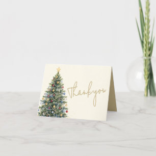 Custom Rustic Watercolor Christmas Xmas Holidays Thank You Card