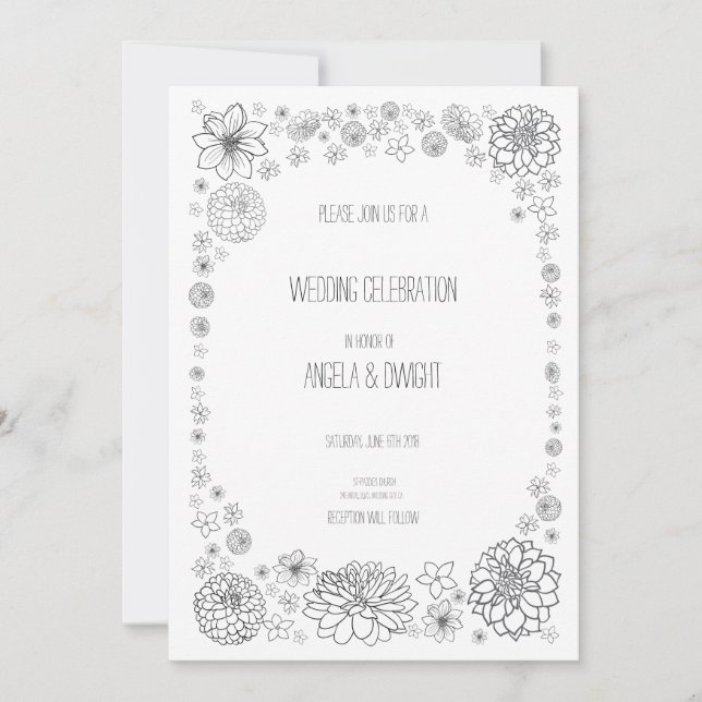 Custom Rustic Wedding Flower Invites (Front)