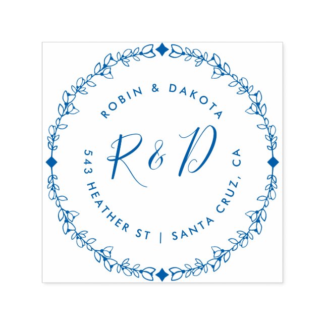 Custom Rustic Wedding Initials Return Address Self-inking Stamp (Design)