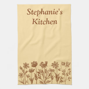 Custom Rustic Wildflower Personalized  Tea Towel