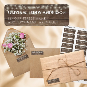 Custom Rustic Wood Lights Event Address Label