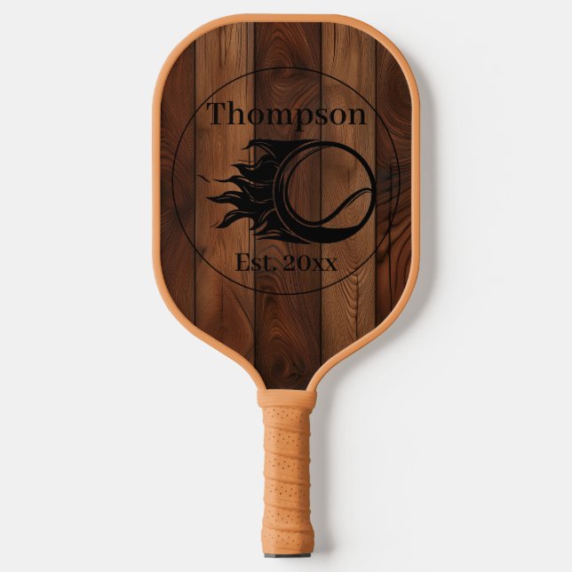 Custom Rustic Wood Texture Pickleball Paddle (Front)