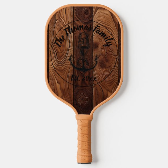 Custom Rustic Wood Texture Pickleball Paddle (Front)