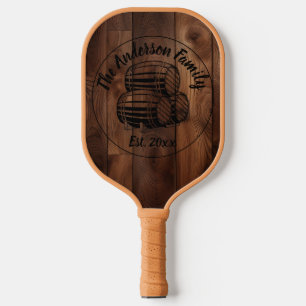 Custom Rustic Wood Texture Pickleball Paddle