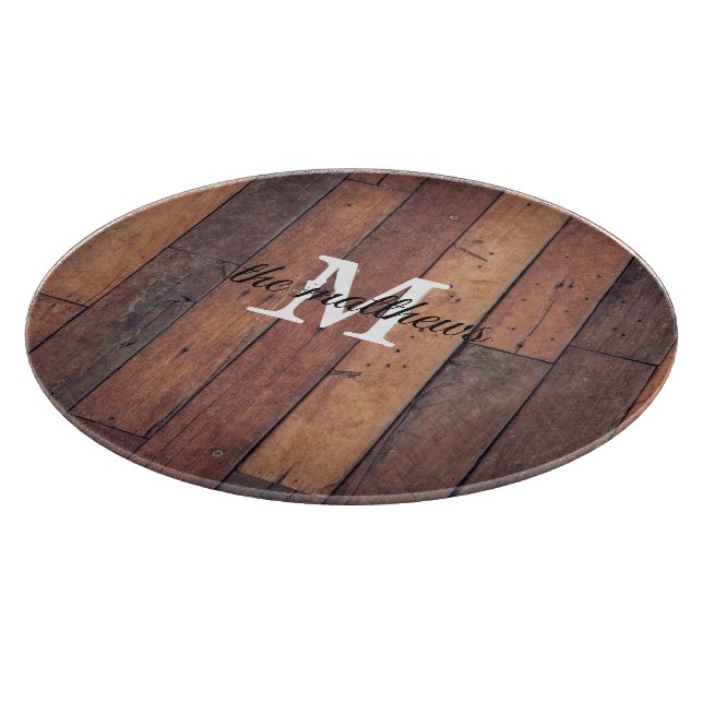 Custom Rustic Wooden Farmhouse Oak Monogrammed  Cutting Board (Corner)