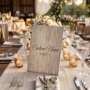 Custom Rustic Wooden Wedding Table Number Name Pedestal Sign