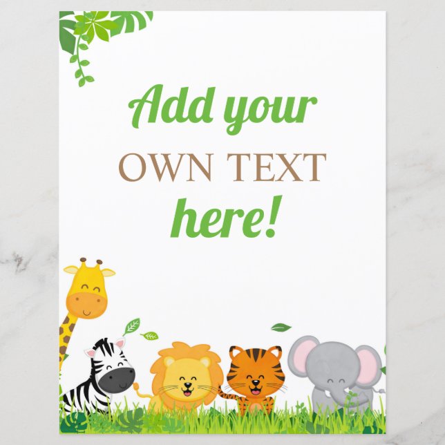 Custom Safari Birthday Party Sign (Front)
