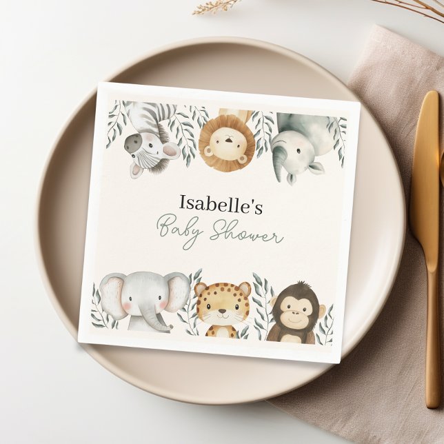 Custom Safari Jungle Animals Baby Shower Paper Napkin (Custom Safari Jungle Animals Baby Shower Paper Napkins)