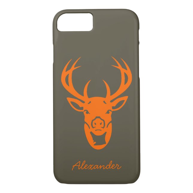 Custom Safety Orange Trophy Deer Hunting Case-Mate iPhone Case (Back)