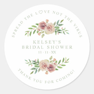 Custom Sage Garland Wreath Bridal Shower Sanitizer Classic Round Sticker