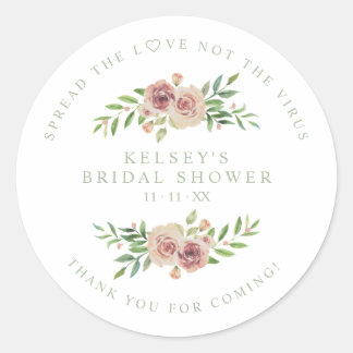 Custom Sage Garland Wreath Bridal Shower Sanitizer Classic Round Sticker