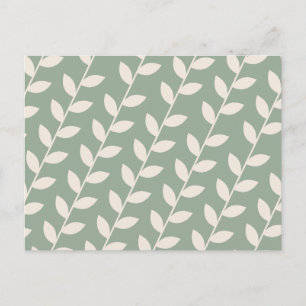 Custom Sage Green 70s Retro Leaf Pattern  Holiday Postcard