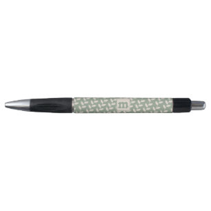 Custom Sage Green 70s Retro Leaf Pattern Monogram