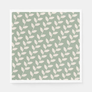 Custom Sage Green 70s Retro Leaf Pattern Napkin