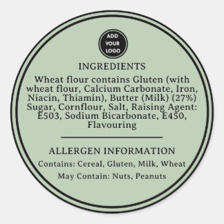 CUSTOM Sage Green   Allergy Alert Bakery Sticker