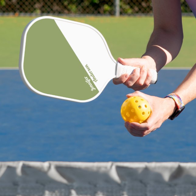 Custom Sage Green and White Pickleball Paddle (Insitu)