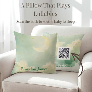 Custom Sage Green Baby Name Pillow with Lullabies