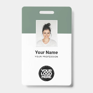 Custom Sage Green Corporate Employee Name Tags ID Badge