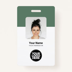 Custom Sage Green Employee Modern ID QR Badge ID Badge