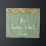 Custom Sage Green Gold Birthday Party Photo Booth Tapestry<br><div class="desc">sweet 16 backdrop photobooth signage,  daughter quinceanera photobooth for her,  personalised 30th 21st 16th 15th,  personalised 18th 20th welcome sign,  customisable twinkle glitter back drop,  customised banner 25th 40th 50th,  1st anniversary bridal shower baby,  wedding bachelorette weekend trip 35th,  hen do night 60th 45th,  rustic boho sparkle prop dark</div>