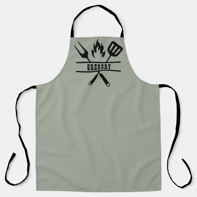 Custom Sage Green Grilling Apron (Front)