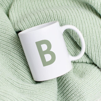 Custom sage green large initial letter modern coffee mug