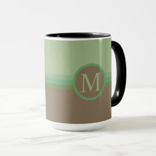 Custom Sage Olive Green Grey Brown Color Block Mug